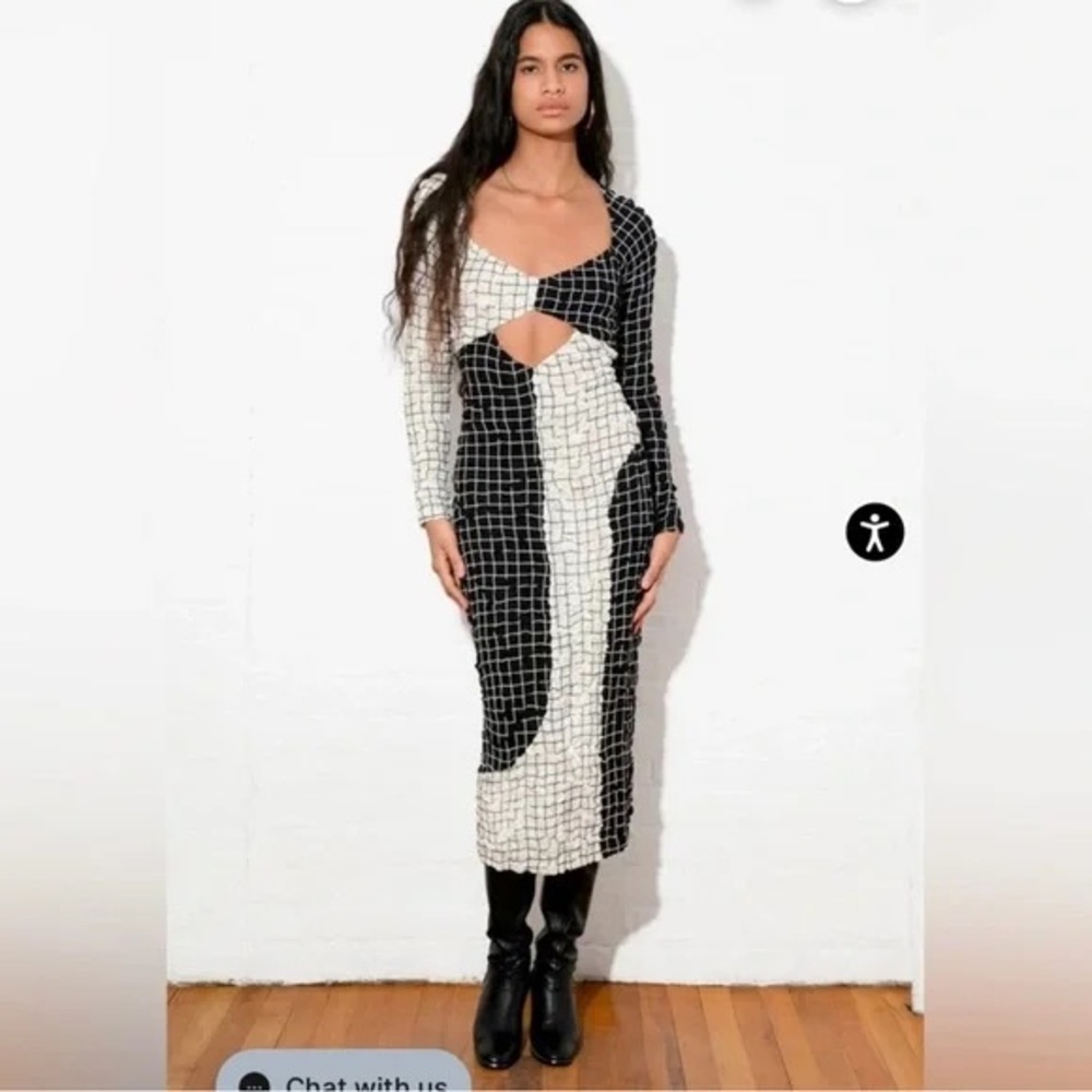 Mara Hoffman Asymmetrical Black and White Bodycon Dress
